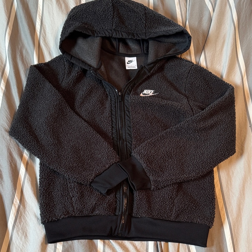Nike Kids Black Sherpa Full-Zip Hoodie L